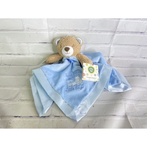 Little Me Bear Snuggle Blanket Thank Heaven Little Boys Blue Plush